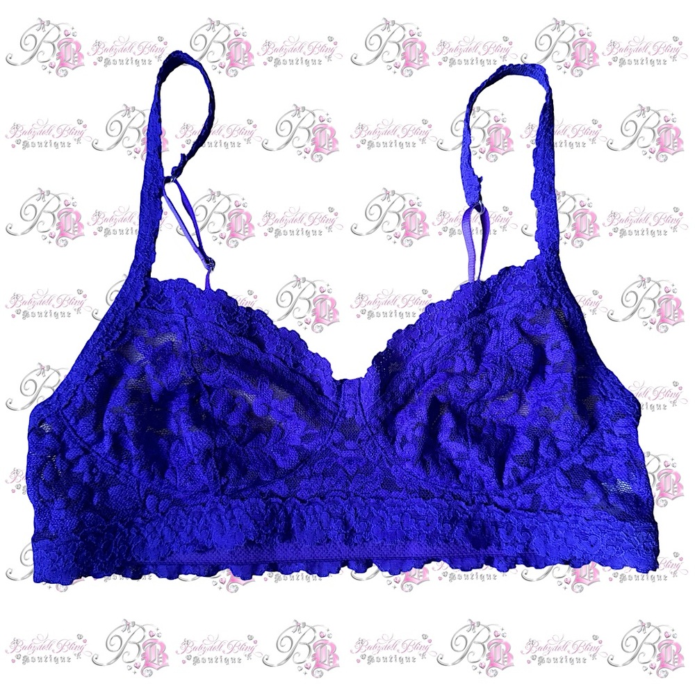 Hanky panky bra bralette lace Lacie floral neon purple stretchy style # 9k7406